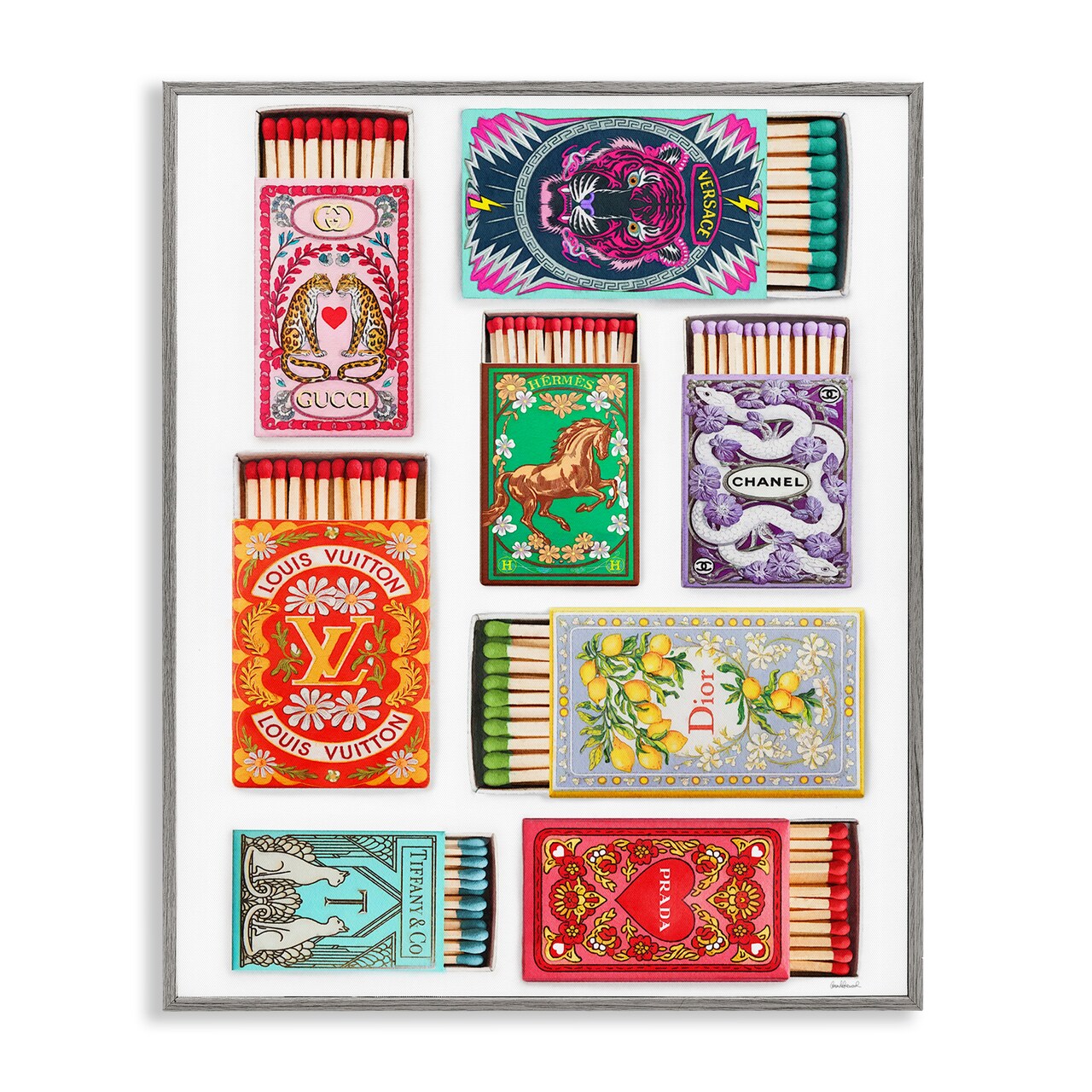 Stupell Industries Iconic Fashion Brands Matchboxes Framed Giclee By Amanda Greenwood